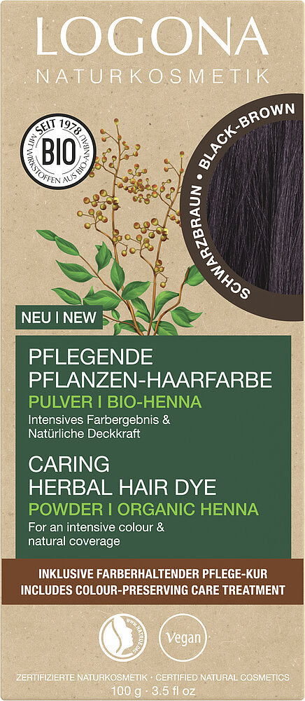 Logona Pflanzenhaarfarbe Pulver Schwarzbraun Bio 100g
