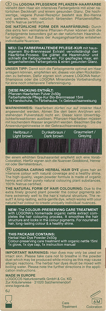 Logona Pflanzenhaarfarbe Pulver Schwarzbraun Bio 100g