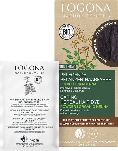 Logona Pflanzenhaarfarbe Pulver Schwarzbraun Bio 100g
