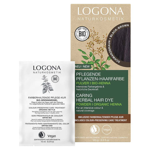 Logona Pflanzenhaarfarbe Pulver Schwarzbraun Bio 100g