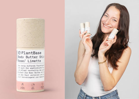 PlantBase Body Butter Stick Limette Rose 40gr