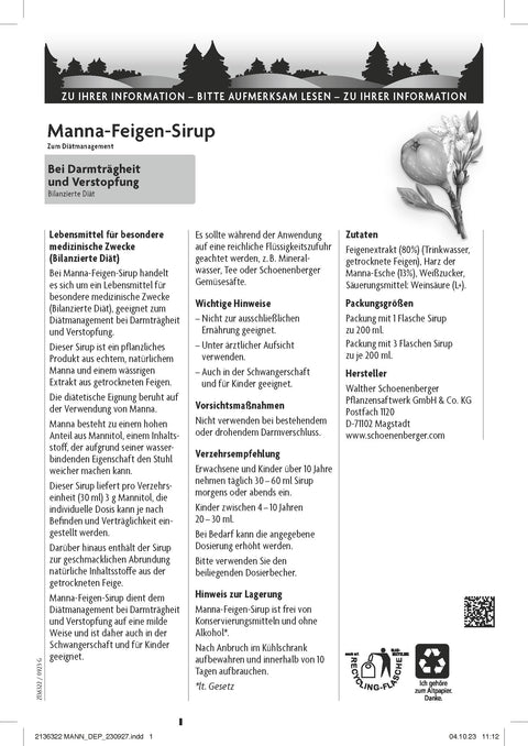 Schoenenberger Manna-Feigen-Sirup 3X200ml.
