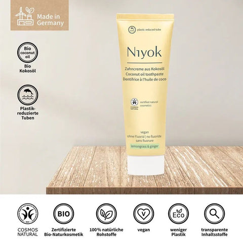 Niyok Zahncreme aus Kokosöl - Zitronengras & Ingwer Bio 75ml