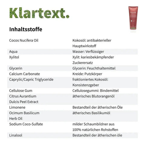 Niyok Zahncreme aus Kokosöl Blutorange & Basilikum Bio 75ml