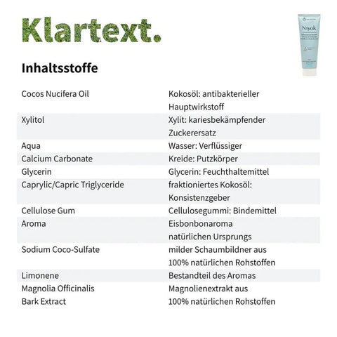 Niyok Zahncreme aus Kokosöl - Eisminze Bio 75ml