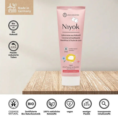 Niyok Zahncreme aus Kokosöl - Erdbeere & Himbeere KIDS Bio 75ml