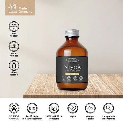 Niyok Mundziehöl aus Kokosöl - Zitronengras & Ingwer Bio 200ml