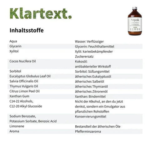 Niyok Mundspülung mit Kokosöl - Pfefferminze Bio 500ml