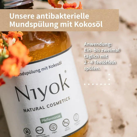 Niyok Mundspülung mit Kokosöl - Pfefferminze Bio 500ml
