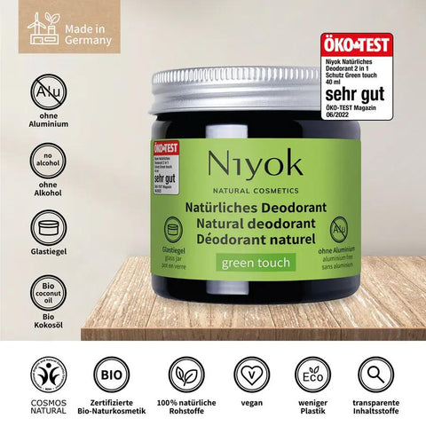 Niyok 2 in 1 anti-transpirante Deocreme - Green touch Bio 40ml