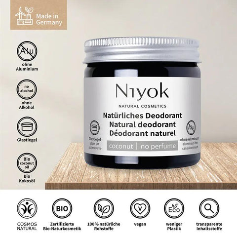 Niyok 2 in 1 anti-transpirante Deocreme - Kokos | ohne Parfum Bio 40ml