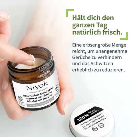 Niyok 2 in 1 anti-transpirante Deocreme - Kokos | ohne Parfum Bio 40ml