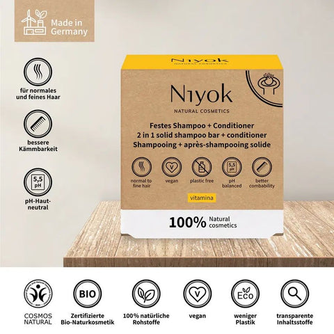 Niyok 2 in 1 festes Shampoo + Conditioner - Vitamina Bio 80g