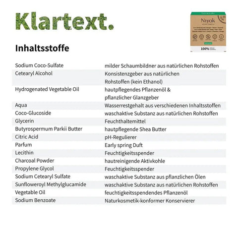 Niyok 3 in 1 feste Dusche | Körper + Haare + Gesicht - Early spring Bio 80g