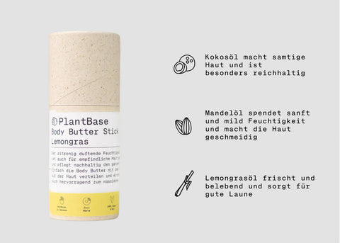 PlantBase Body Butter Stick Lemongras Bio 40gr