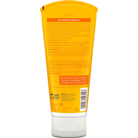 WELEDA Baby Calendula Waschlotion & Shampoo Bio 200ml