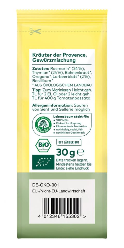 Lebensbaum Kräuter der Provence, geschnitten und getrocknet Bio 30g