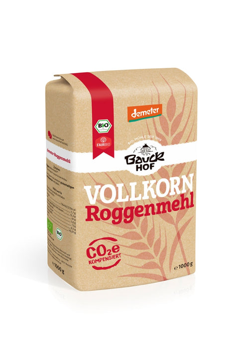 Bauck Mühle Roggenmehl Vollkorn demeter 1kg Bio