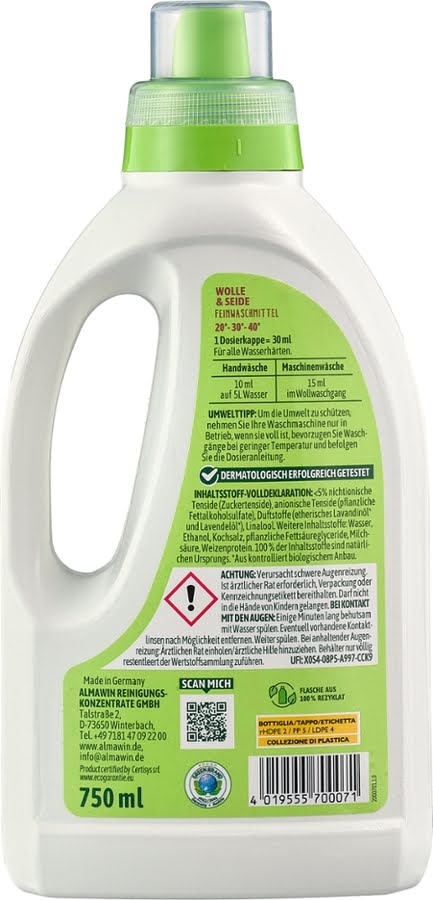 AlmaWin Wolle & Seide Feinwaschmittel Bio, 0,75l