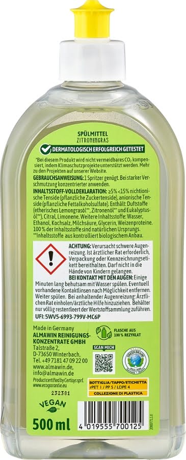 AlmaWin Spülmittel Zitronengras 500ml