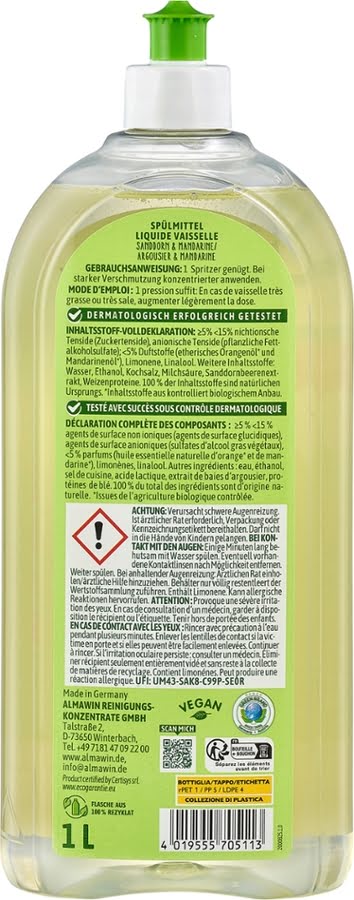 AlmaWin Spülmittel 1l Sanddorn Mandarine Duft