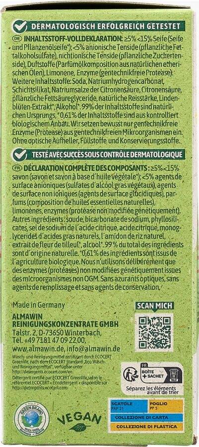 AlmaWin Color Waschpulver Lindenblüte 1kg Bio