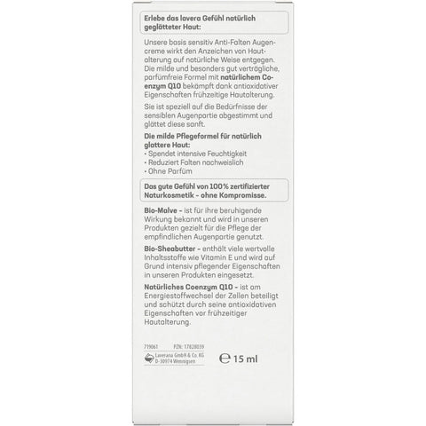Lavera basis sensitiv Anti-Falten Augencreme Q10 Bio 15ml