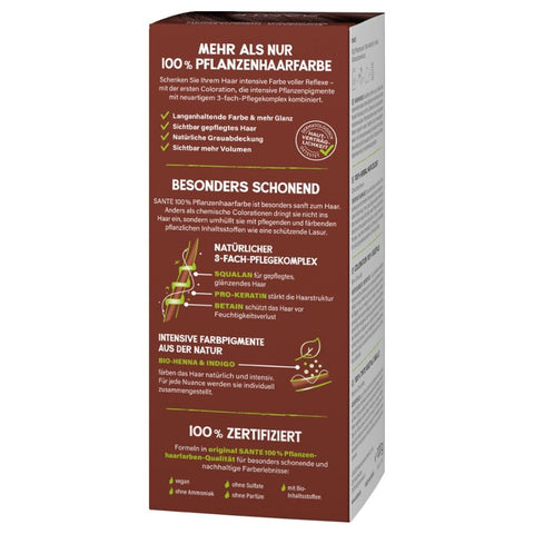 SANTE 100% Pflanzenhaarfarbe mit 3-Fach Pflegekomplex SCHOKOBRAUN 02 Bio 100g