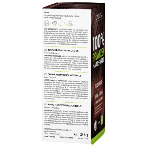 SANTE 100% Pflanzenhaarfarbe mit 3-Fach Pflegekomplex SCHOKOBRAUN 02 Bio 100g