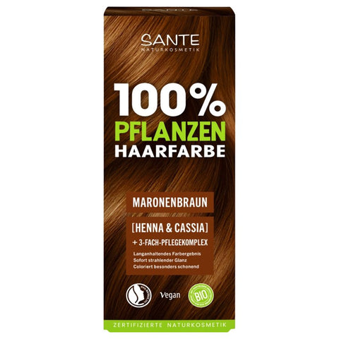 SANTE 100% Pflanzenhaarfarbe mit 3-Fach Pflegekomplex MARONENBRAUN 08 Bio 100g