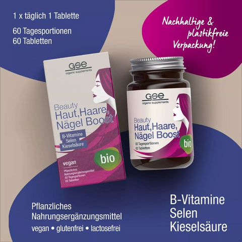 GSE Beauty Haut, Haare, Nägel Boost (Bio), 60 Tabl. à 500mg,30g