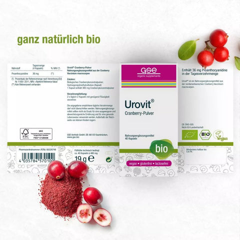 GSE Urovit® BIO Cranberry, 40 Kps. à 480 mg, 19g