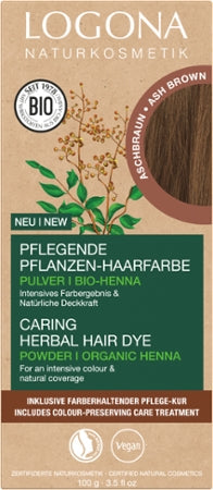 Logona Pflegende Pflanzen-Haarfarbe Pulver Aschbraun Bio, 100g