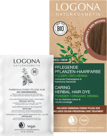Logona Pflegende Pflanzen-Haarfarbe Pulver Aschbraun Bio, 100g