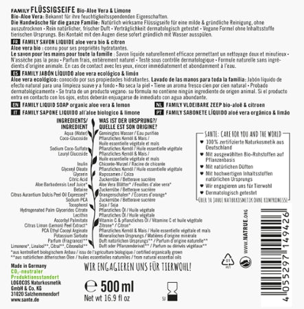 Sante Naturkosmetik Handseife Aloe & Limone Bio 500ml