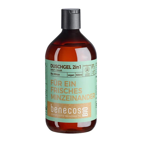 benecos FRISCHES MINZEINANDER Duschgel 2in1 – Minze, Haut & Haar, 500ml
