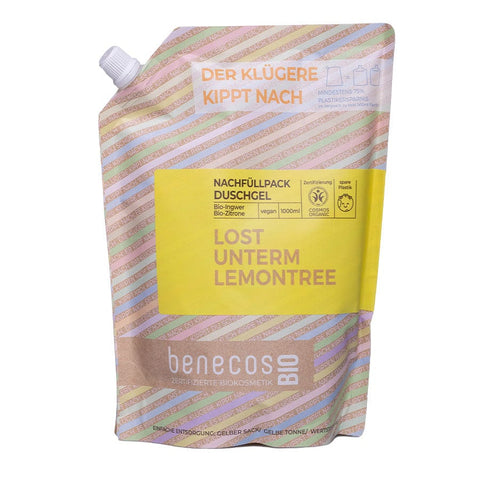 benecos Nachfüllbeutel - Zitrone Duschgel 2in1 Bio Haut und Haar 1L