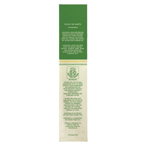 Farfalla Lemongrass / Relax on Earth, Faircense Räucherstäbchen Bio 15g