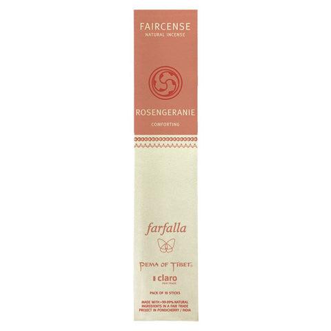 Farfalla Rosengeranie / Comforting, Faircense Räucherstäbchen Bio 15g