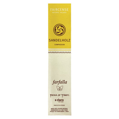 Farfalla Sandelholz / Compassion, Faircense Räucherstäbchen Bio 15g