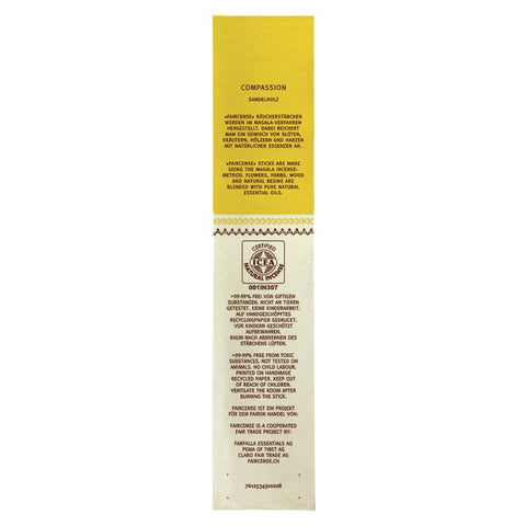 Farfalla Sandelholz / Compassion, Faircense Räucherstäbchen Bio 15g