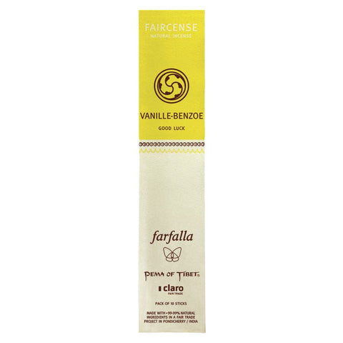 Farfalla Vanille/Benzoe / Good Luck, Faircense Räucherstäbchen Bio 15g