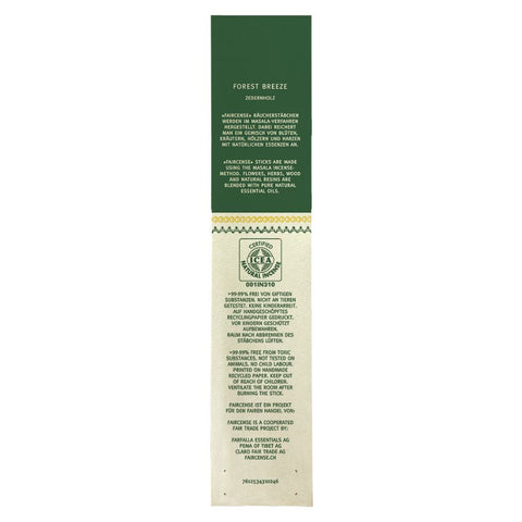 Farfalla Zeder / Forest Breeze, Faircense Räucherstäbchen Bio 15g
