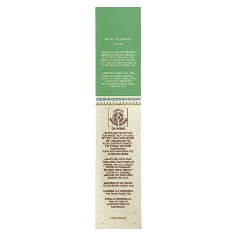 Farfalla Vetiver / Tropical Forest, Faircense Räucherstäbchen Bio 15g