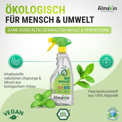 AlmaWin Badreiniger frische Minze mit Sprayer 500ml Bio