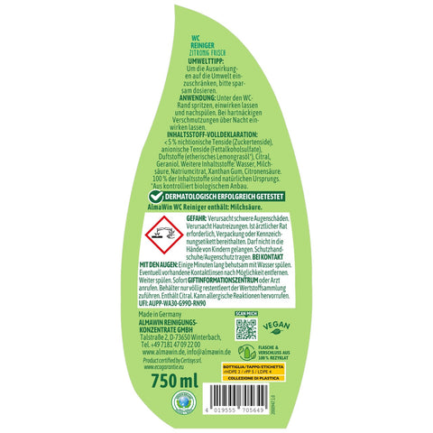 AlmaWin WC Reiniger zitronig frisch 750 ml Bio
