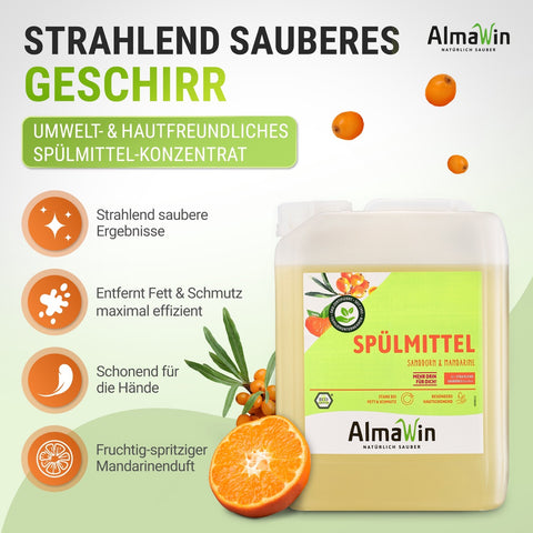 AlmaWin Spülmittel Sanddorn Mandarine 5 Liter