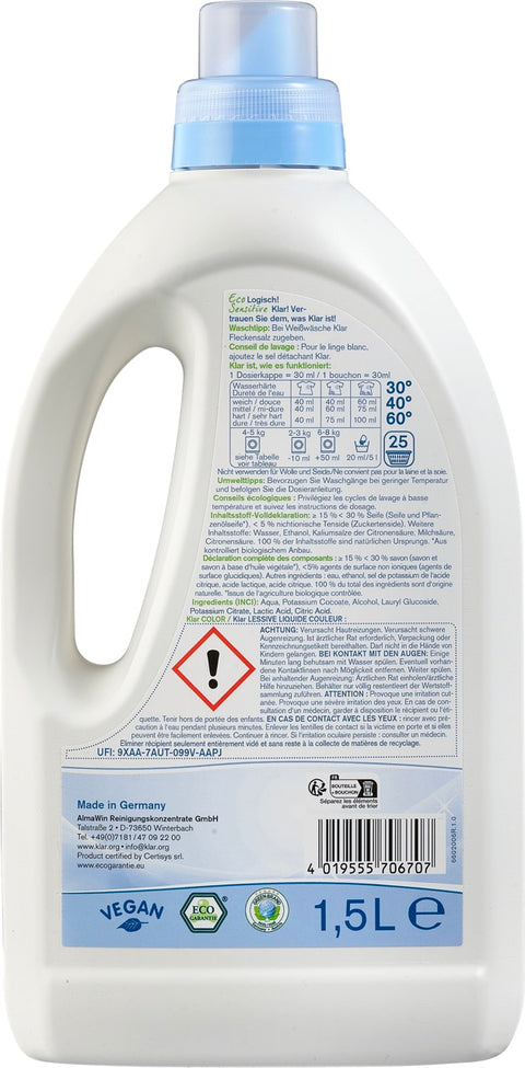 Klar Color Waschmittel ohne Duft 4,75kg Bio