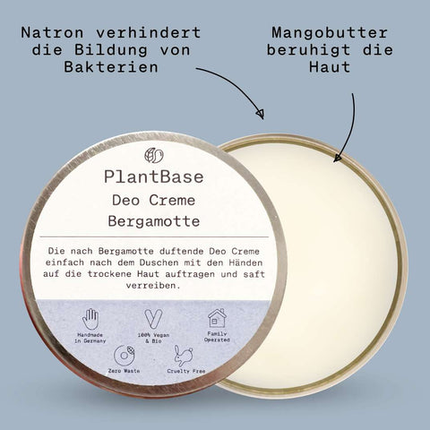 PlantBase Deo Creme Bergamotte Bio 50ml
