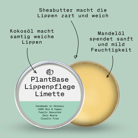 PlantBase Lippenpflege im Tiegel Limette Bio 10g
